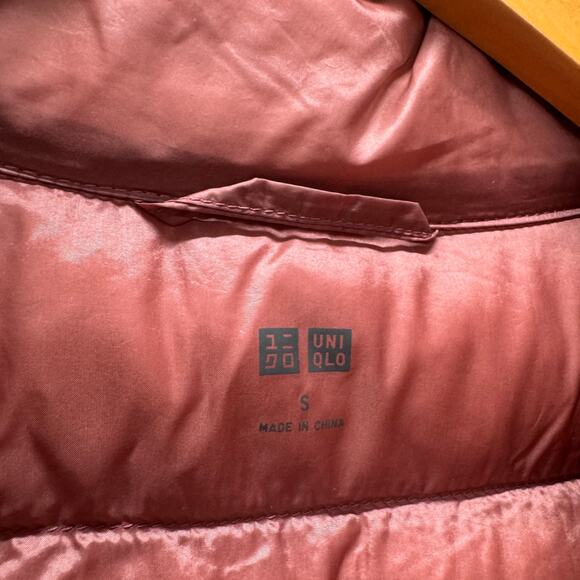Uniqlo Down Puffer Jacket Womens Small Dusty Rose Pink Full Zip Packable - Picture 2 of 7